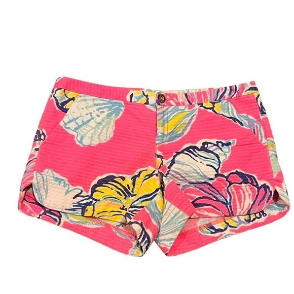 Lilly Pulitzner pink shell chino shorts size 0 - Picture 1 of 6